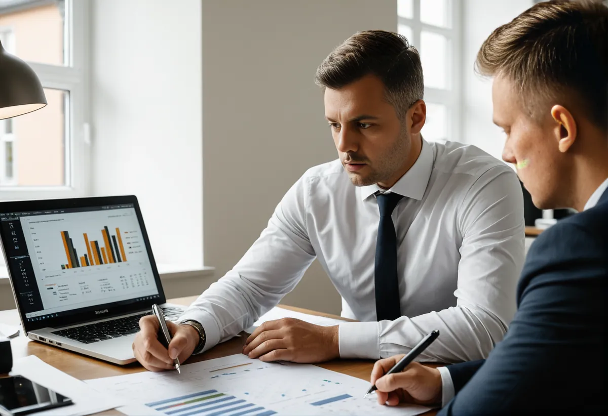 Energieberater führt eine Gebäudeuntersuchung mit Messgeräten durch