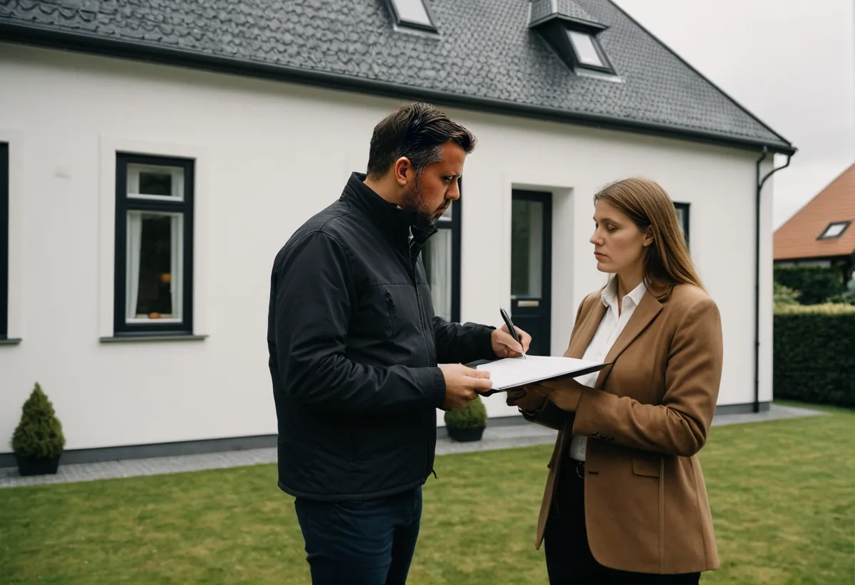 Handwerker im Gespräch auf einer Baustelle