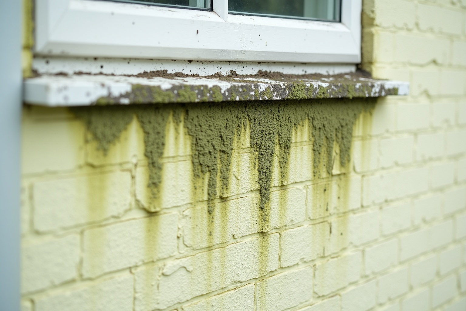 Hausfassade wird mit Reinigungsgerät von Verschmutzungen befreit