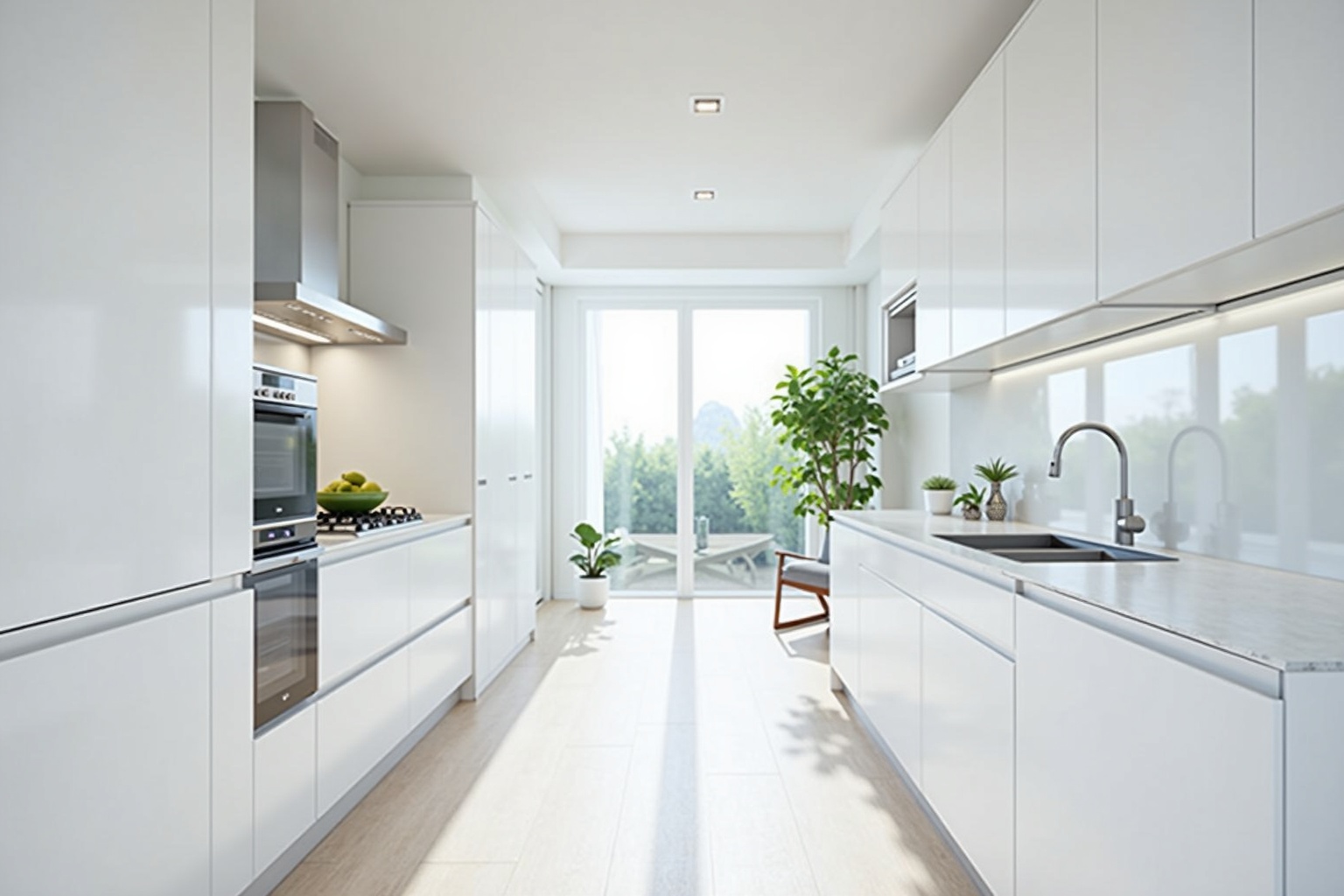 Moderne Einbauküche in einem renovierten deutschen Einfamilienhaus