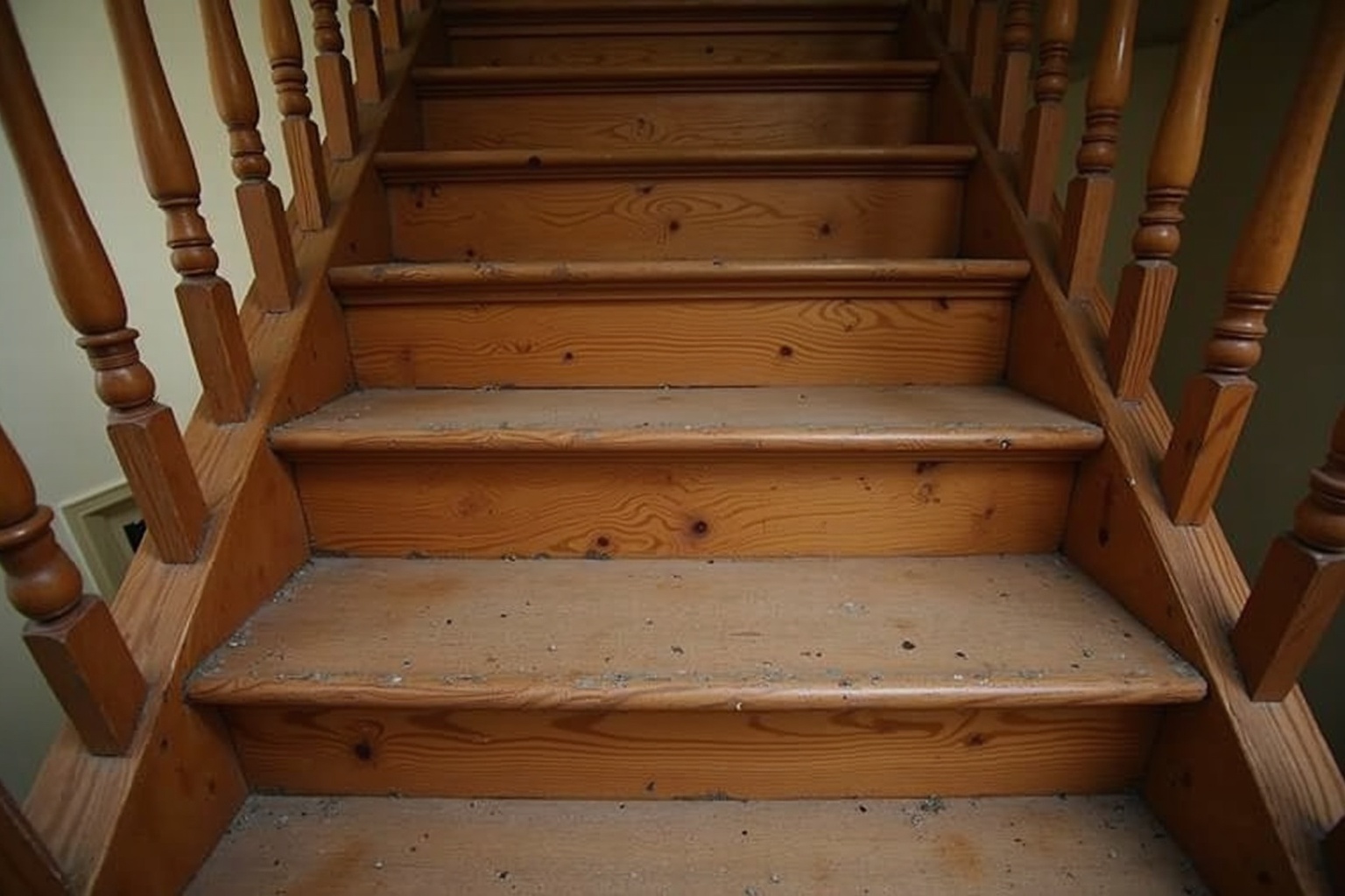 Holztreppe im Altbau wird geschliffen und aufgearbeitet